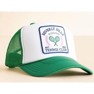 BUCKLE Trucker Hat OSFM White Green Beverly Hills Tennis‎ Club Mesh Snapback NWT